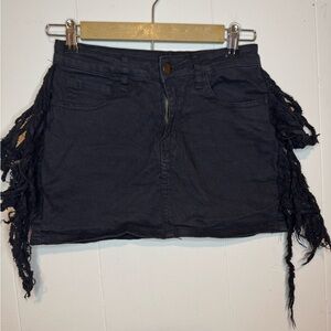 American Bazi Black Distressed Mini Skirt